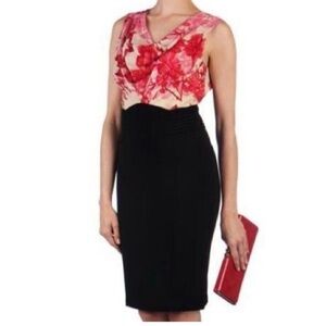 Ted Baker Dega Floral Etching Cowl Neck Silk Pencil Dress Size 1